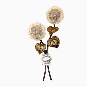 Sunflower Wall Lamp in Bronze and Crystal, 1950s