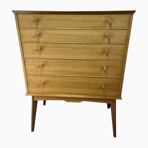 Tall Chest in Fiddleback Maple and Walnut by Alfred Cox