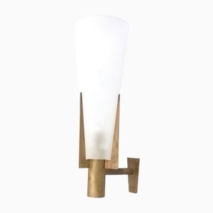 Brass and Satin Glass Model 2021 Conical Wall Sconce from Stilnovo, Italy