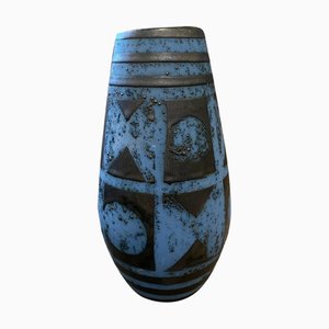 German Modernist Blue and Grey Ceramic Vase by Carstens Tönnieshof, 1970s