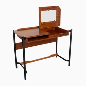 Vintage Wood & Metal Writing Desk with Mirror, 1960s
