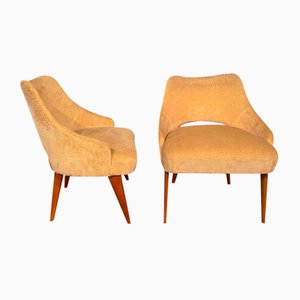 Set of Mid-Century Italian Bedroom Chairs in Yellow Velvet by Vittorio Dassi