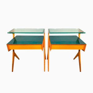Tables de Chevet Mid-Century Vertes par Vittorio Dassi, Italie, 1950s, Set de 2