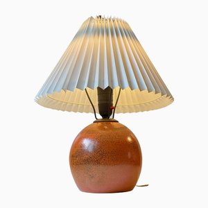 Lampe de Bureau en Poterie Orange dans le Style de Jean Besnard, France, 1930s