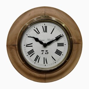 French Brass & Wood Clock, 1930s