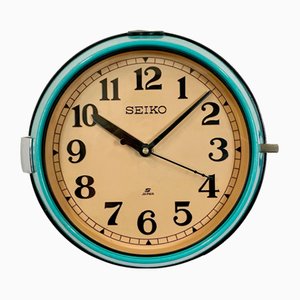 Vintage Turquoise Navy Wall Clock from Seiko, 1970s