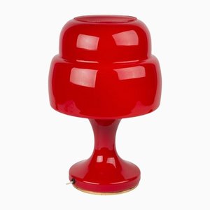 Vintage Glass Table Lamp in Red