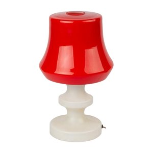 Lámpara de mesa de vidrio blanco y rojo de OPP Jihlava
