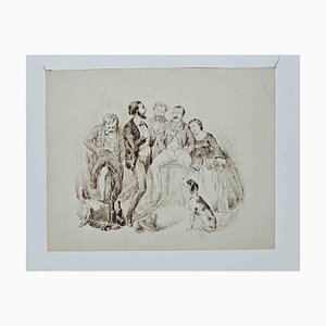 Alfred Grevin, Gathering, Dessin Original, Fin du 19ème Siècle