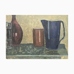 Isaac Charles Goetz, Carafe, pot et brau, 1937, Oil on Cardboard