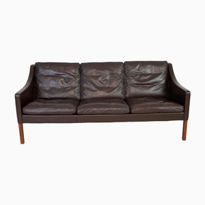 Model 2209 3-Seat Sofa in Brown Leather by Børge Mogensen for Fredericia