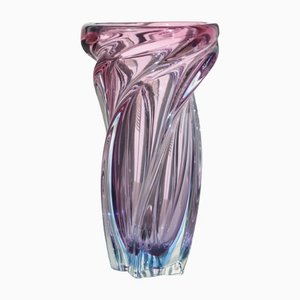 Vintage Swirl Vase aus Murano Lila und Blau