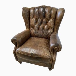 Antique Vintage French Leather Club Chair