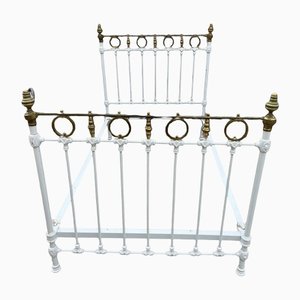 Antique Wrought Iron and White Brass Bed, 1900