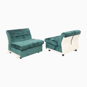 Amanta Lounge Chairs in Green Velvet by Mario Bellini for C&B, Set of 2