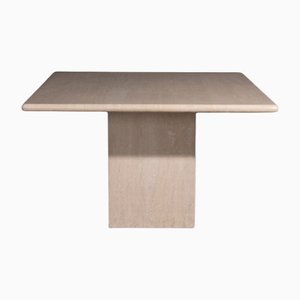 Square Travertine Dining Table, 1970s