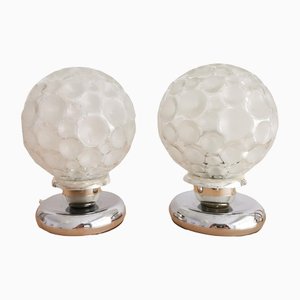 Mid-Century Modern German Table Lamps in Silver Acrylic and Frosted Glass from Graewe, 1950s, Set of 2
