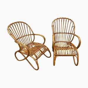 Set of Rattan Armchairs, 1950s