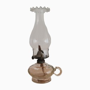 Portuguese Farmhouse Rustic Portable Lamp in Clear Glass by Cormache, 1940s