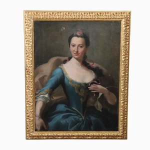 Retrato de una dama noble, década de 1750, óleo sobre lienzo, enmarcado