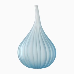 Medium Satin Aquamarine Drops Vase by Renzo Stellon