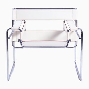 Italian White Wassily Lounge Chair by Marcel Breuer for Gavina, 1970s