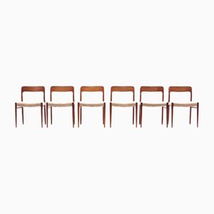 Model 75 Chairs by Niels Möller, 1960s, Set of 6