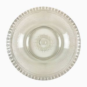 Runder Teller aus graviertem Glas, 1800