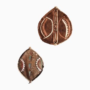 Decorative Leather Masai Shields, Set of 2