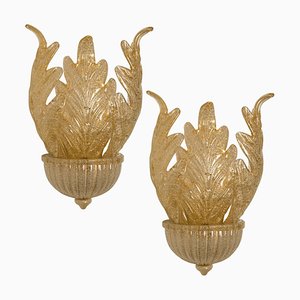 Aplique de pared de cristal de Murano y baño de oro de Barovier & Toso, años 60