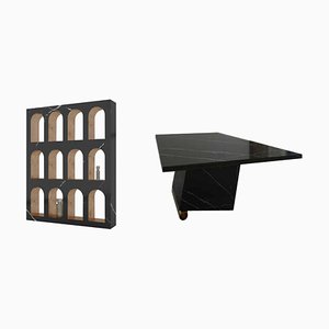 Portici Bookcase and Marquinia Nove Table by Sissy Daniele, Set of 2