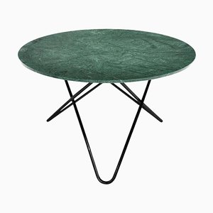 Green Indio Marble and Black Steel Big O Dining Table by Ox Denmarq