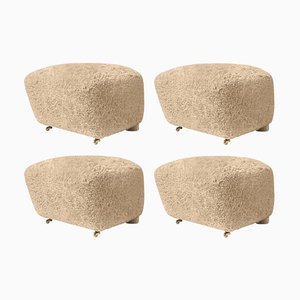 Honey Natural Oak Sheepskin The Tired Man Footstools from by Lassen, Set of 4