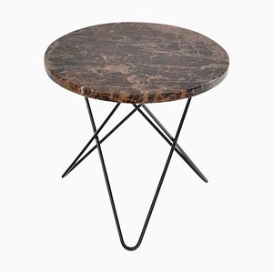 Mini Brown Emperador Marble and Black Steel O Side Table by Ox Denmarq