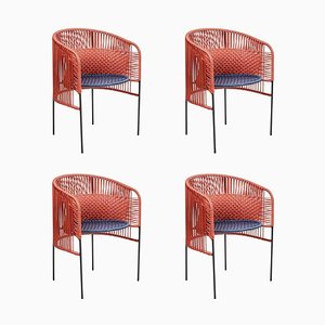 Orange Caribe Chic Dining Chair by Sebastian Herkner, Set of 4