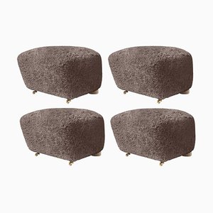 Sahara Natural Oak Sheepskin The Tired Man Footstools from by Lassen, Set of 4