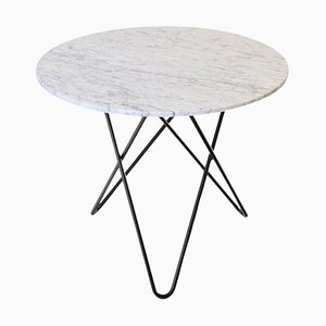 Large White Carrara Marble and Black Steel Dining O Table by Ox Denmarq