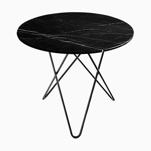 Large Black Marquina Marble and Black Steel Dining O Table by Ox Denmarq