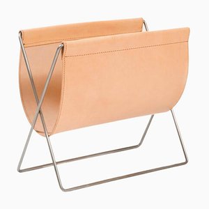 Nature Leather and Steel Maggiz Magazine Rack by Ox Denmarq