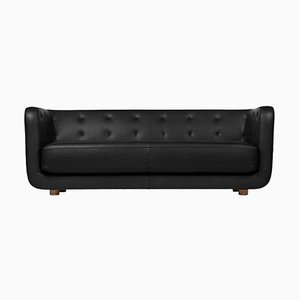 Nevada Black Leather and Smoked Oak Vilhelm Sofa from by Lassen