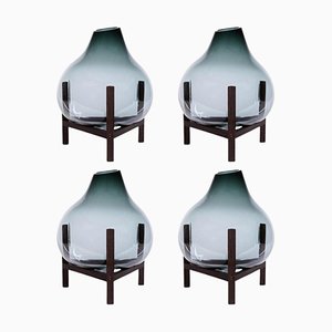 Round Square Grey Triangular Vase by Studio Thier & Van Daalen, Set of 4