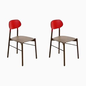 Rot lackierter Bokken Stuhl aus Buche von Colé Italia, 2er Set
