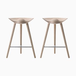 Oak and Stainless Steel Counter Stools from by Lassen, Set of 2