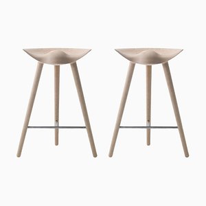 Set of Oak and Stainless Steel Counter Stools from by Lassen