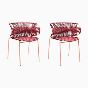 Purple Cielo Stacking Chair with Armrest by Sebastian Herkner, Set of 2