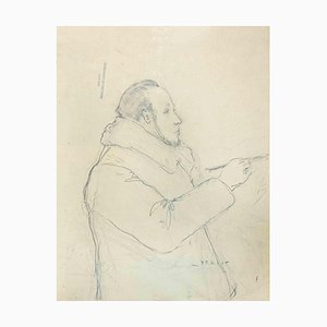Henri Heraut, Self-Portrait, Original Drawing, Mid-20th-Century