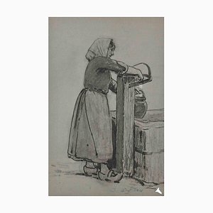 Louis Emile Adan, Frau, Original Zeichnung, frühes 20. Jh