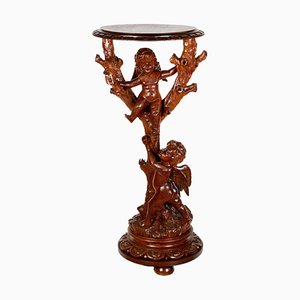 Wooden Console Table with Carved Cupids