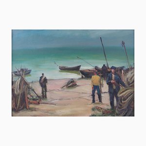Alexander Lagimov, Painting Seascape, 20th-Century, Oil on Cardboard, Framed