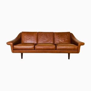 Cognacfarbenes dänisches Vintage 3-Sitzer Matador Sofa von Aage Christiansen